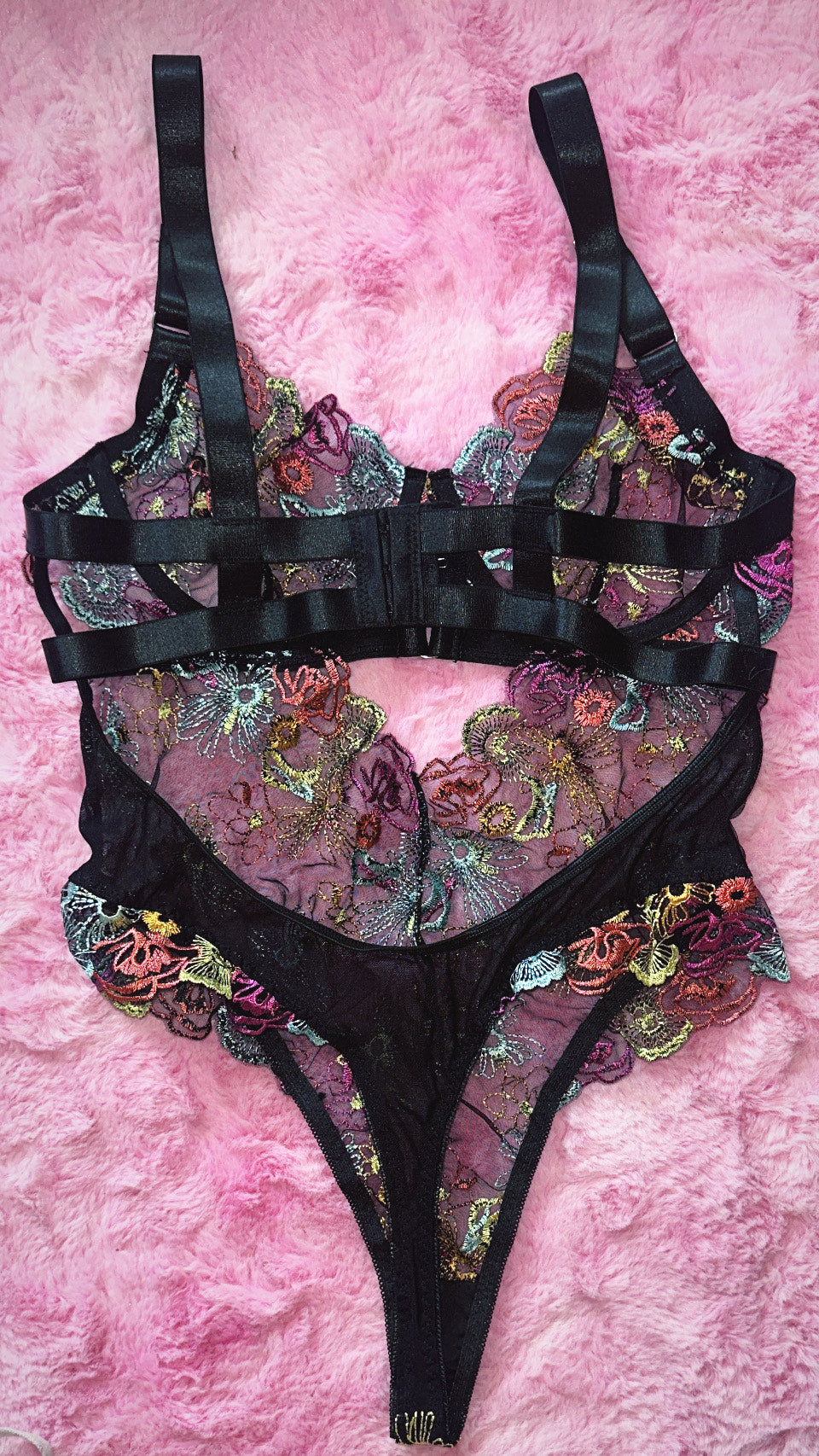 Wildflower Noir Mesh Bodysuit